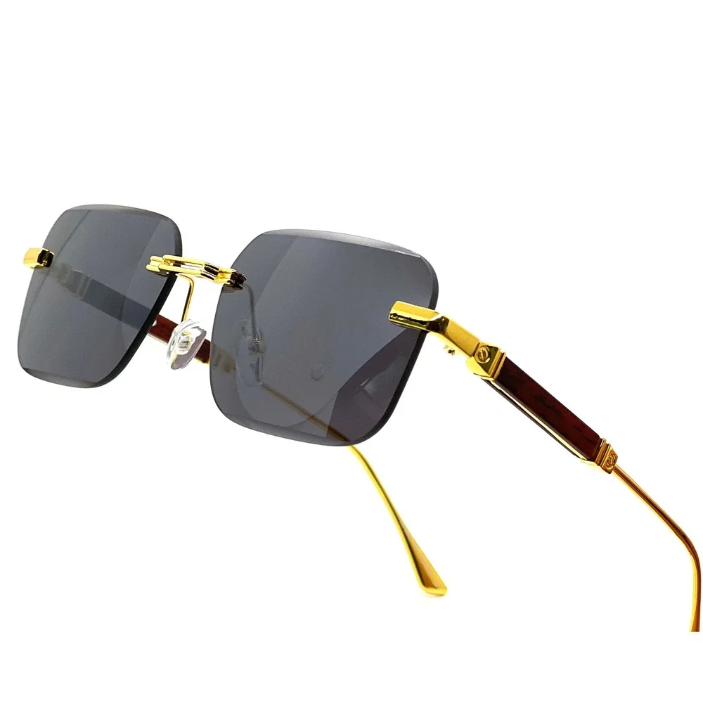 Sunglasses Gold Dark Black Lens Men's Fashion Eyewear Outdoor Festival Music New